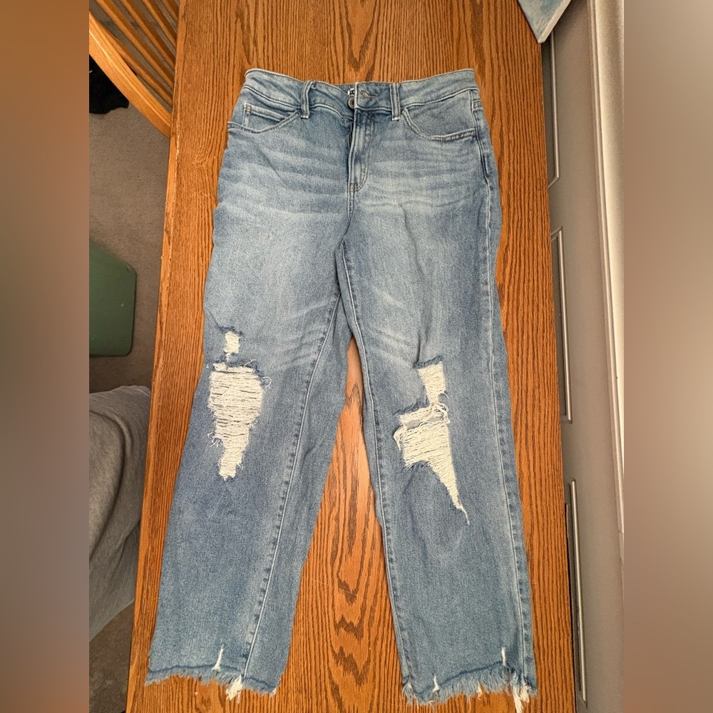 SO Light Blue Distressed Straight Leg Jeans